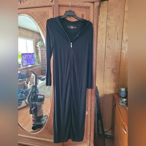 5/$40 SOMA lounge wear zip up long hooded black gown robe mumu Medium 3$/40
